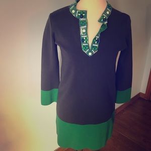Bcbg dress tunic blue with beading